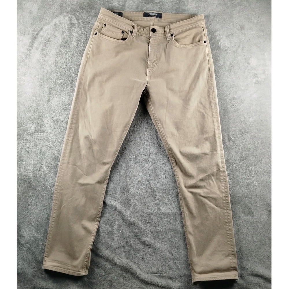 Revtown Sharp Jeans Mens 33x30 Tan Beige Pants Straight Stretch Slim